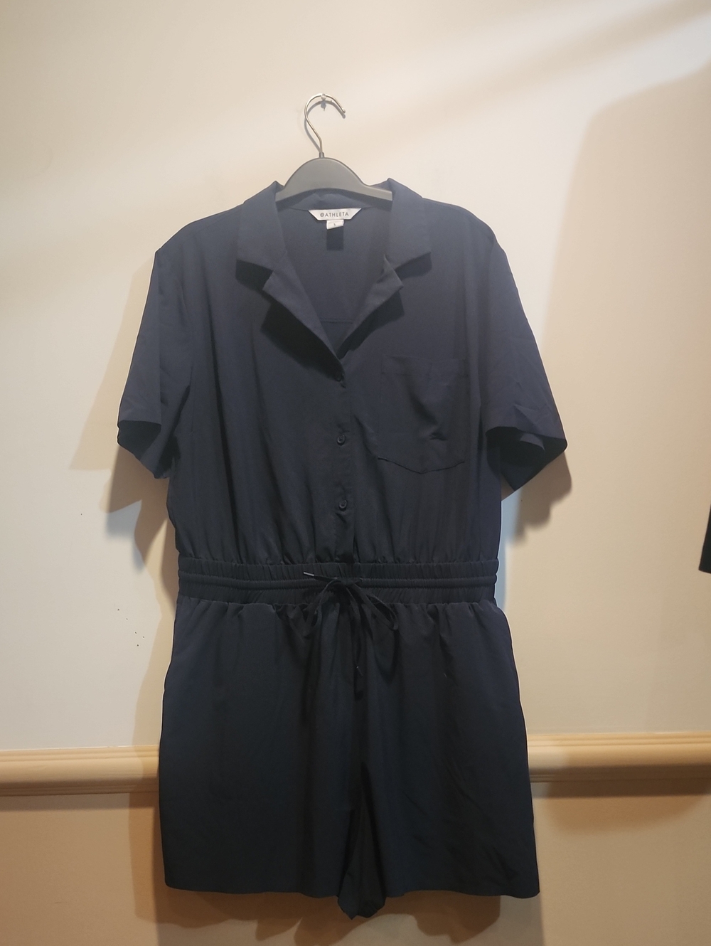 Athleta Black Short-Sleeve Utility Romper